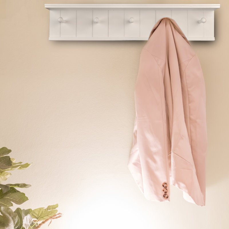 Adonis Wall Mounted Coat Rack with Hanger Hooks and Display Shelf