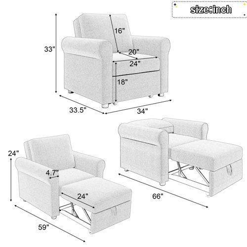 Latitude Run® Convertible Sofa Chair | Wayfair