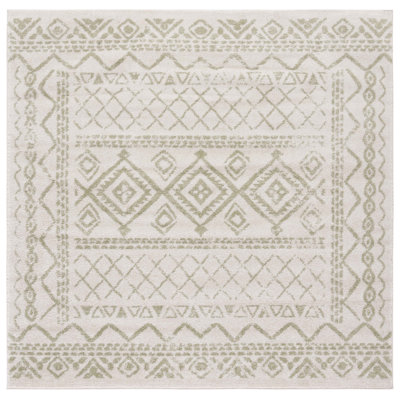 Lorenco Southwestern Machine Made Power Loom Polypropylene Area Rug in Ivory/Sage