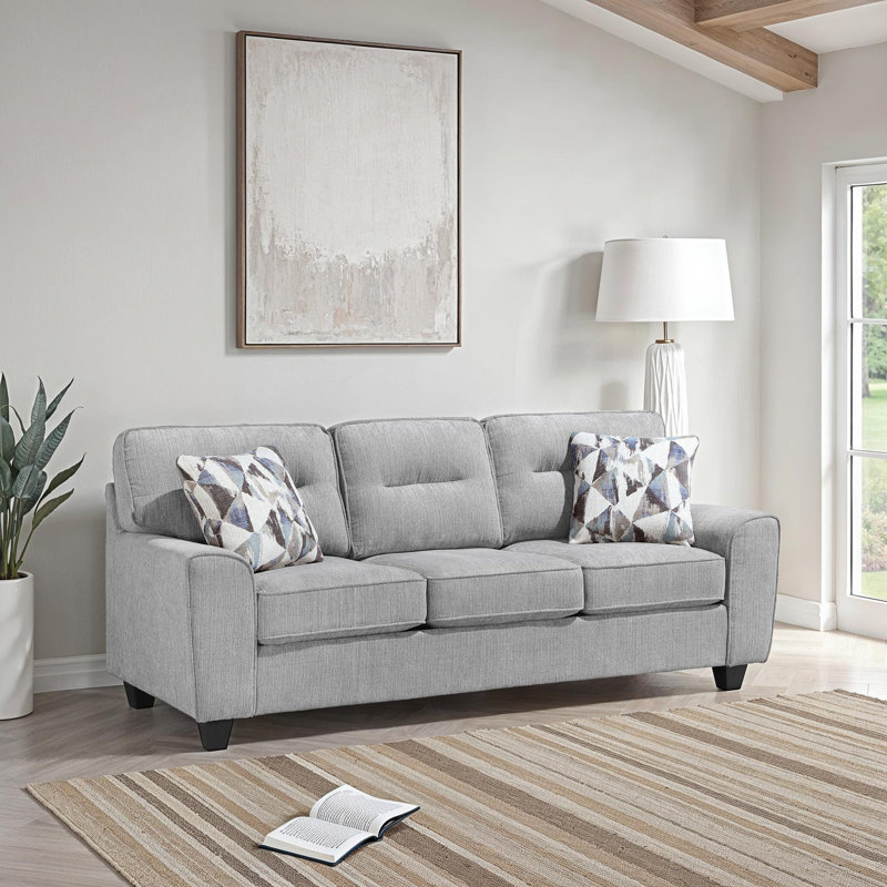 Canapé en chenille moderne et contemporain de 84 po avec coussins réversibles, 2 coussins décoratifs et siège à ressorts ensachés haute densité Junie