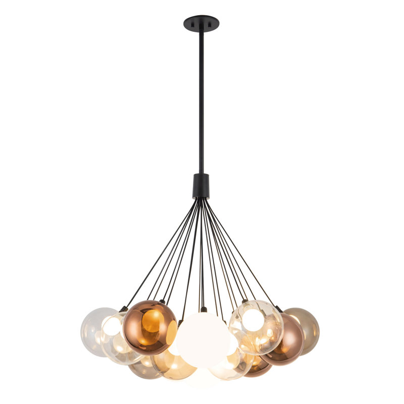 Bolla 28-in Black dimmable LED Chandelier, Matte Black
