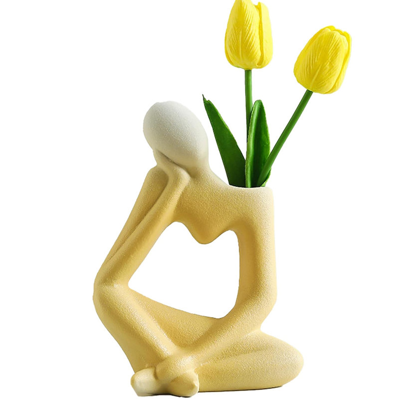Vase en céramique avec tulipe Lusya Sunlit