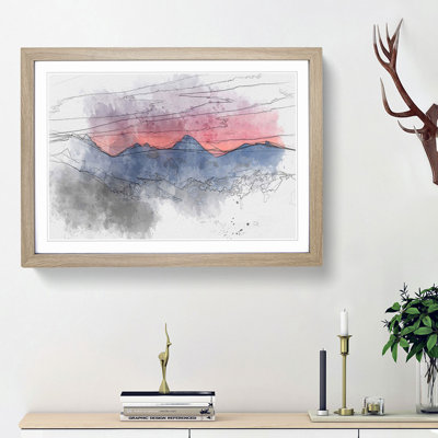 Mountain Ridge Sunset in Abstract - Picture Frame Graphic Art Print