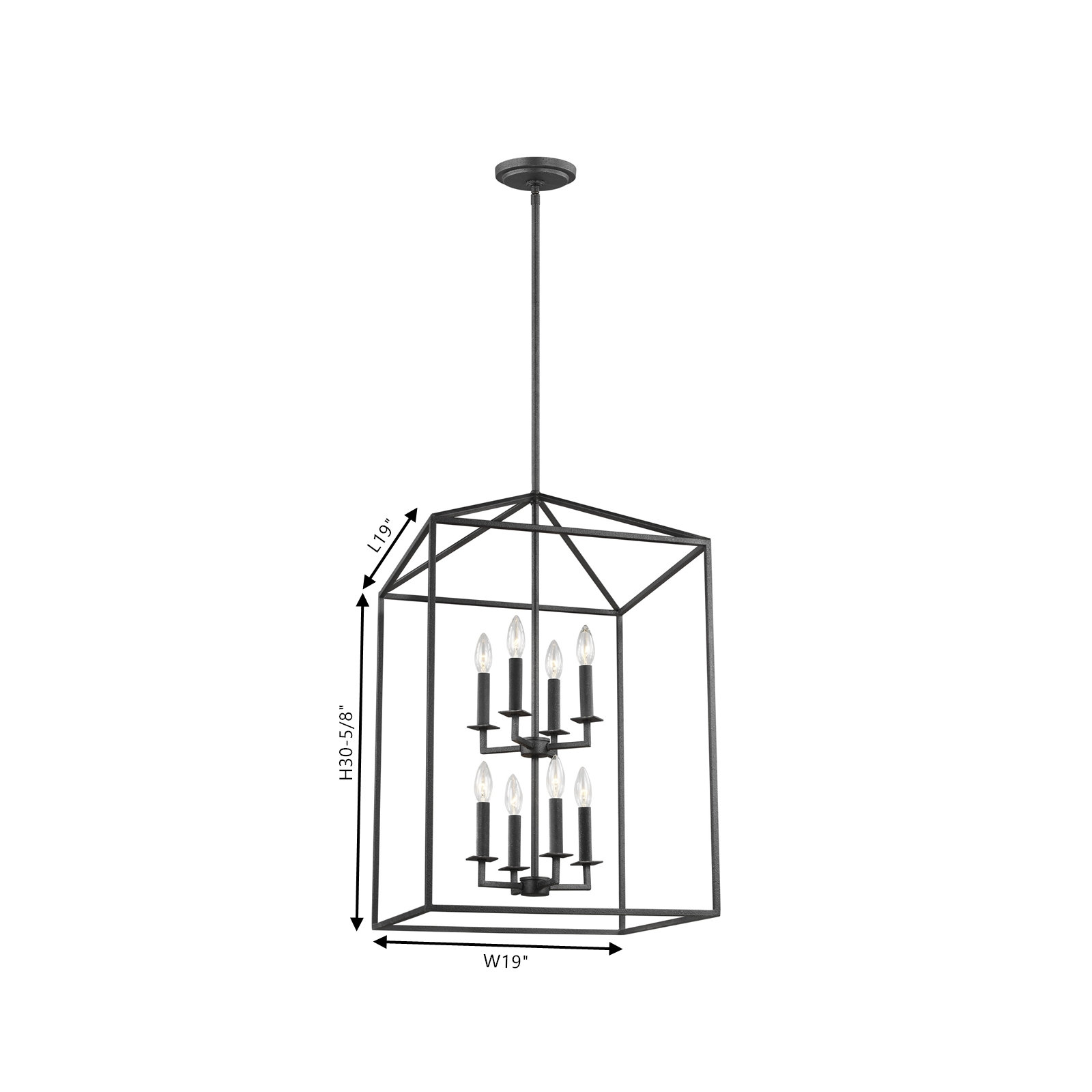 Ellis 8 - Light Dimmable Lantern Chandelier, Blacksmith, No, 38" H x 22" W x 22" D