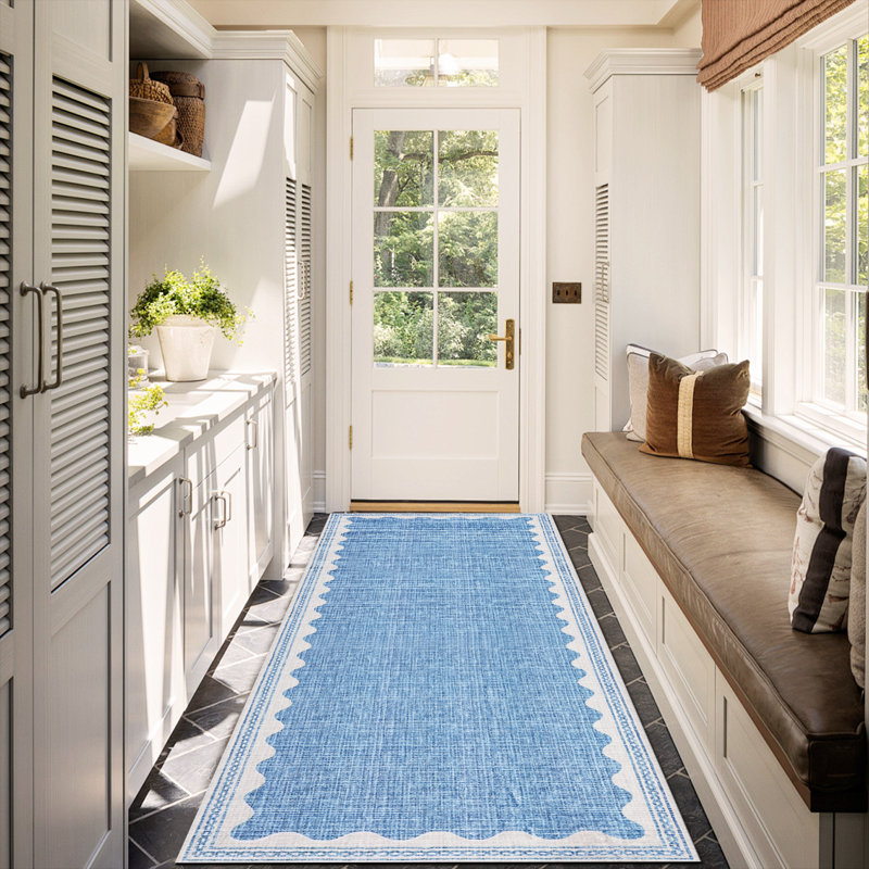 Tapis moderne à bordure moderne Tapis festonné contemporain Tapis lavable Tapis antidérapant Tapis décoratif minimaliste pour la décoration intérieure