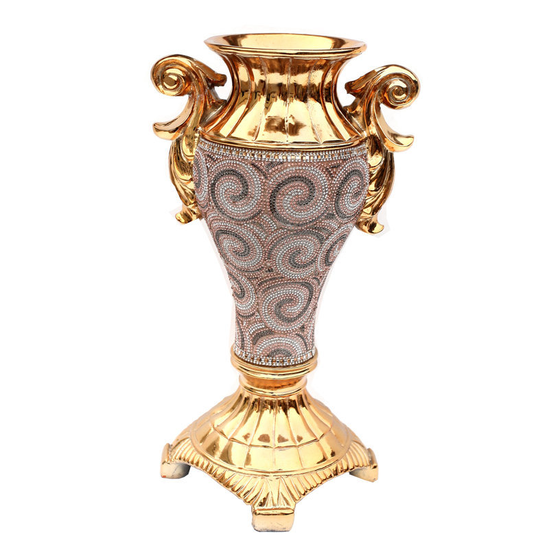 Vase de table en céramique 15 po gold Ambrose