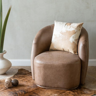 Premium 100% Genuine Cowhide Throw Pillow Cover 16”x16” - Light Brown