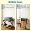Porte-valises pliant en bambou avec 5 sangles en nylon - Le support de valise à 2 niveaux peut contenir 150 lb pour la chambre à coucher, l'hôtel, la chambre d'amis-1440344917