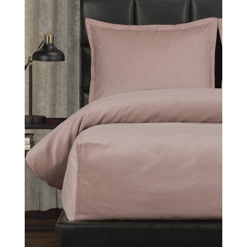 Mixology Velvet Bed Cap Comforter Set with Sewn Corners, California King, French Pink