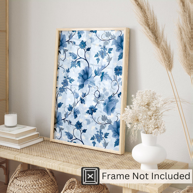 Motif floral de fleurs bleues II, H 30 po x l 20 po