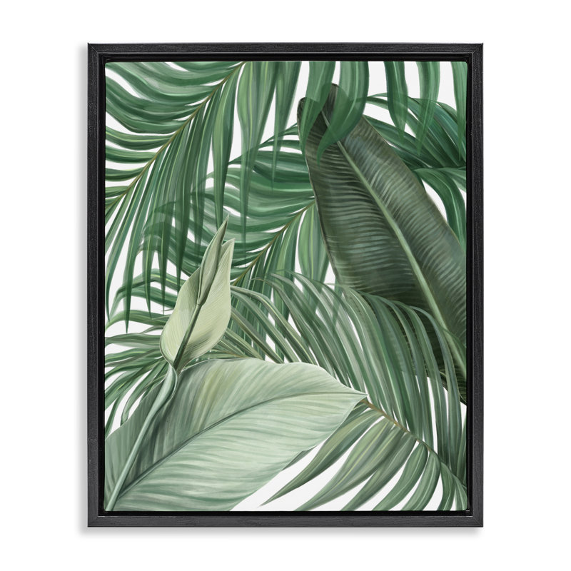 Cadre flottant à feuilles flottantes Clean Tropics, design par Inconnu, Cadre flottant noir de jais, H 21 po x l 17 po