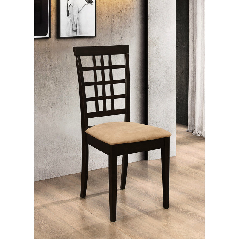 Cappuccino Dining Chairs   Of 2 , Back Detail, Padded Upholstered Comfort Seat, Rectangular Shape For Room 2 Chairs, Transitional Decor, Home