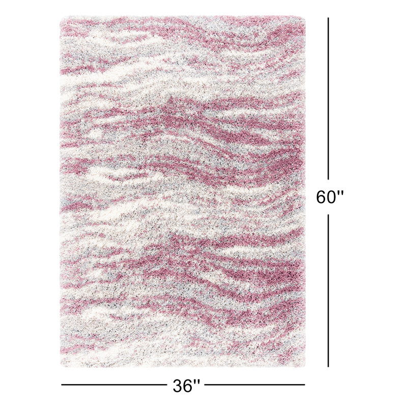 Tapis rose à motif abstrait Agassiz, Rectangle 3 pi x 5 pi