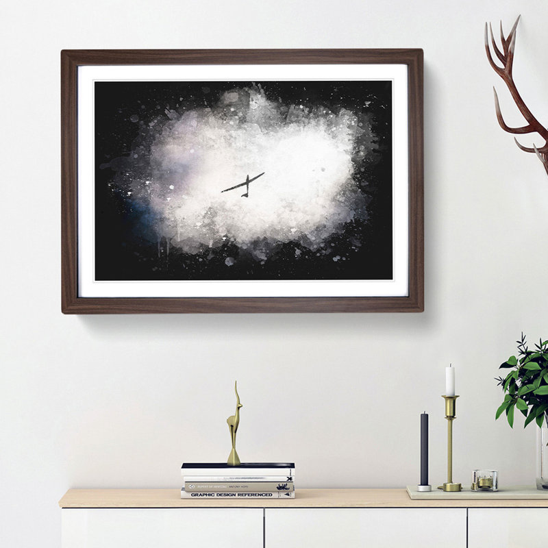 Air Glider in the Clouds - Picture Frame Graphic Art Print, 45cm H x 63cm W x 2cm D, Walnut Framed