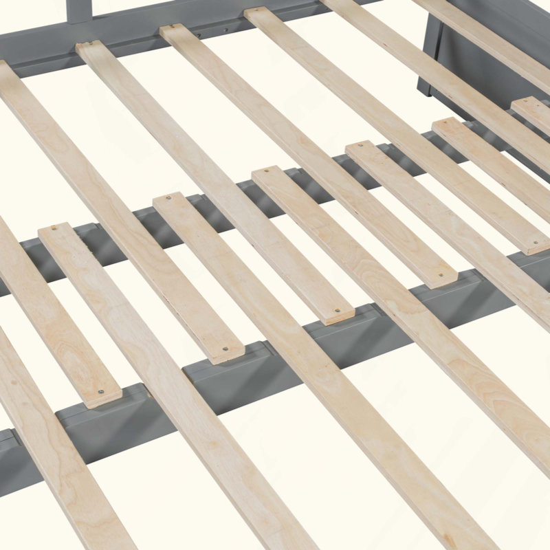 Lit de jour extensible avec couchette, lit de jour en bois avec couchette, Gris
