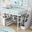 Lit mezzanine double avec bureau, tablettes et rangement - Collègues -