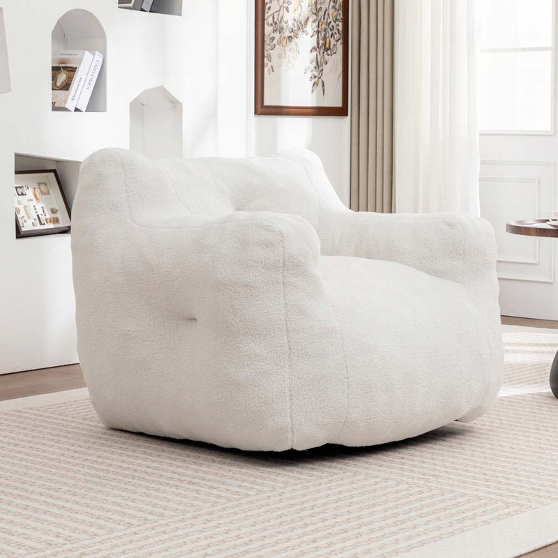 Fauteuil à billes avec accoudoirs et mousse à haute densité rembourrée, Blanc
