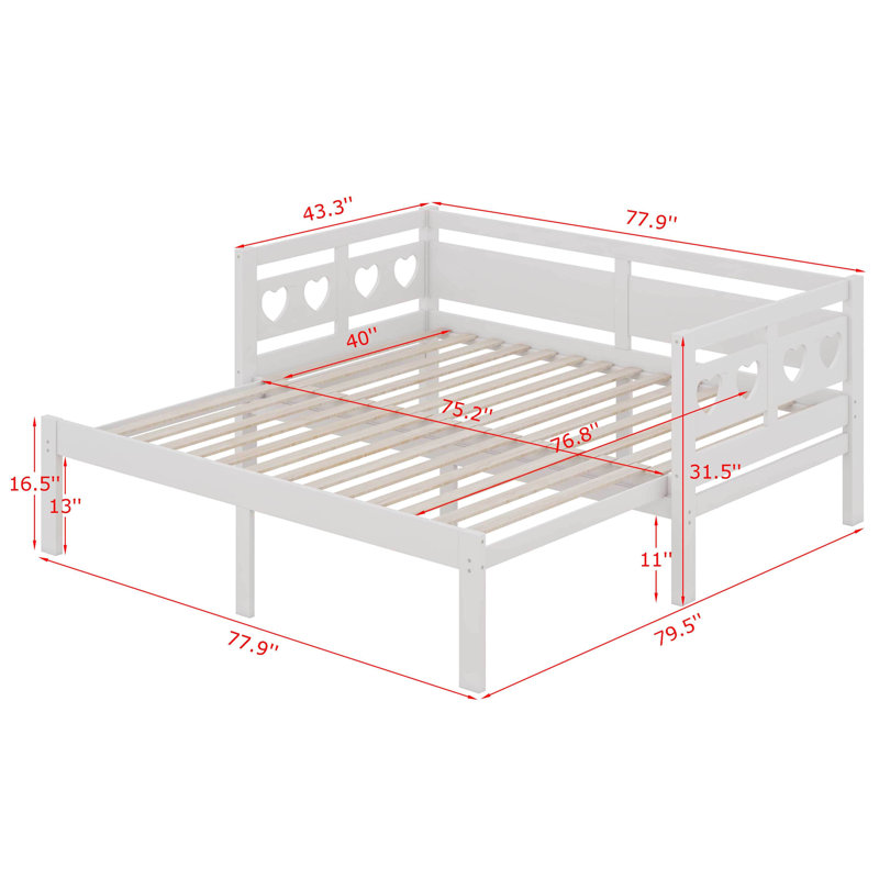 Twin Extending Bed Frame With A Pull Out Trundle, Sofa Bed With Wood Slat Support
