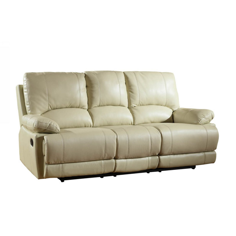 Harpersville 89" Faux Leather Reclining Sofa, Beige, Manual