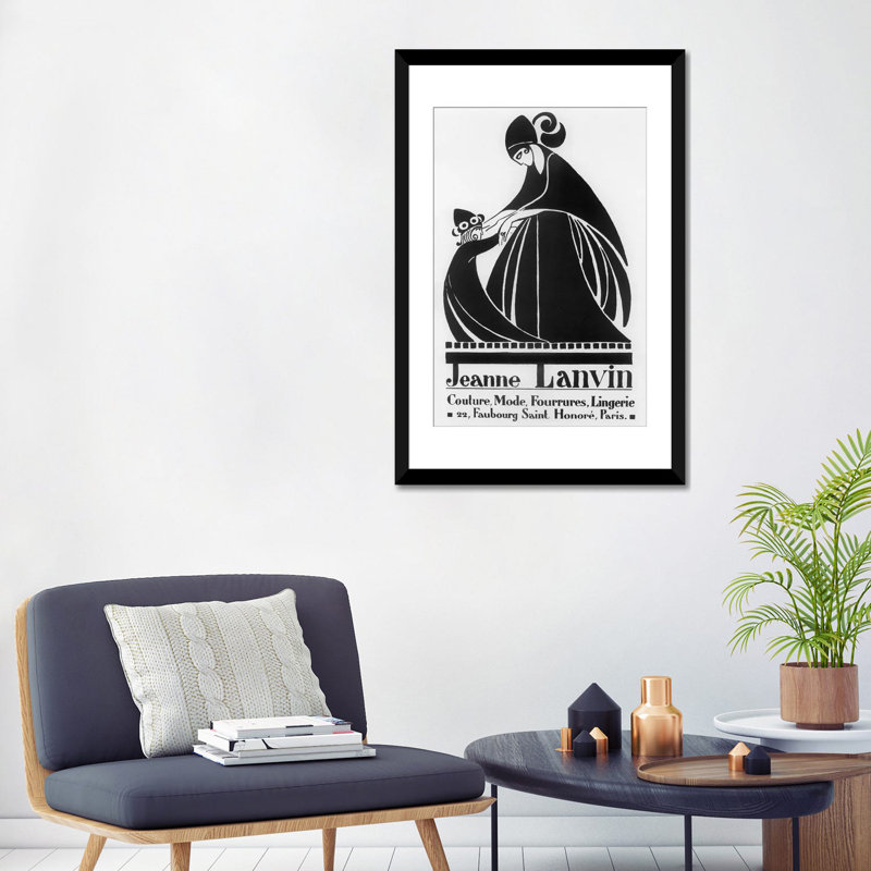 «Jeanne Lanvin Fashions», impression sur toile, Papier beaux-arts encadré noir, H 32 po x l 24 po x P 1 po, Blanc