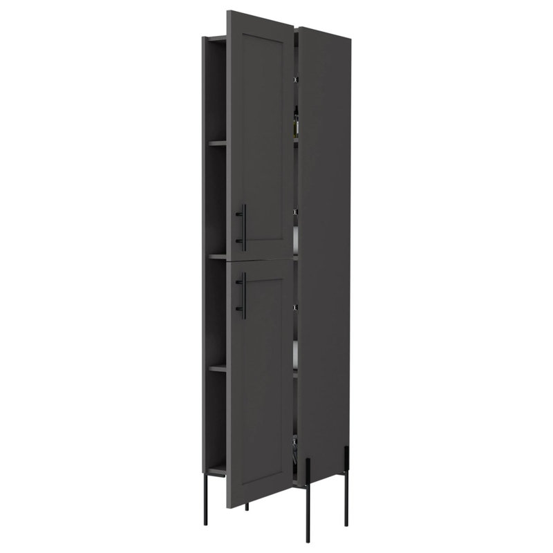 Meuble auxiliaire gris avec 4 tablettes