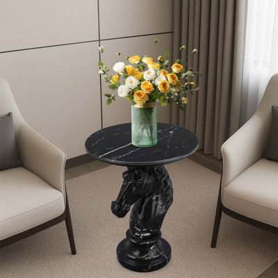 Table d'appoint en résine Mesadaven avec plateau en faux marbre