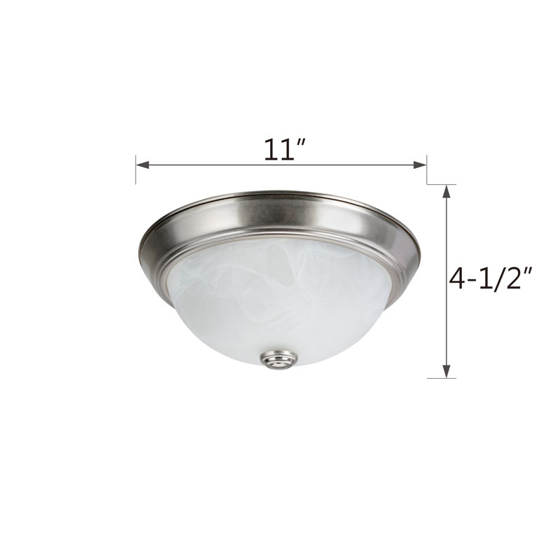 Herkimer Glass Flush Mount, 4.5" H x 11" W x 11" D, Brushed Nickel