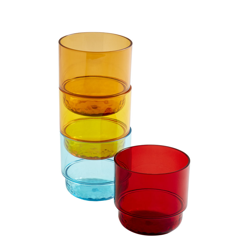 Clear Acrylic Pitcher with Colorful Stacking Tumblers Set