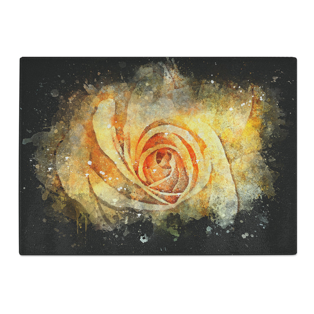 Tempered Glass Rose Paint Splash Chopping Board