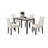 Fabric Chairs Faux Marble Top Table 5Pc Dining Set