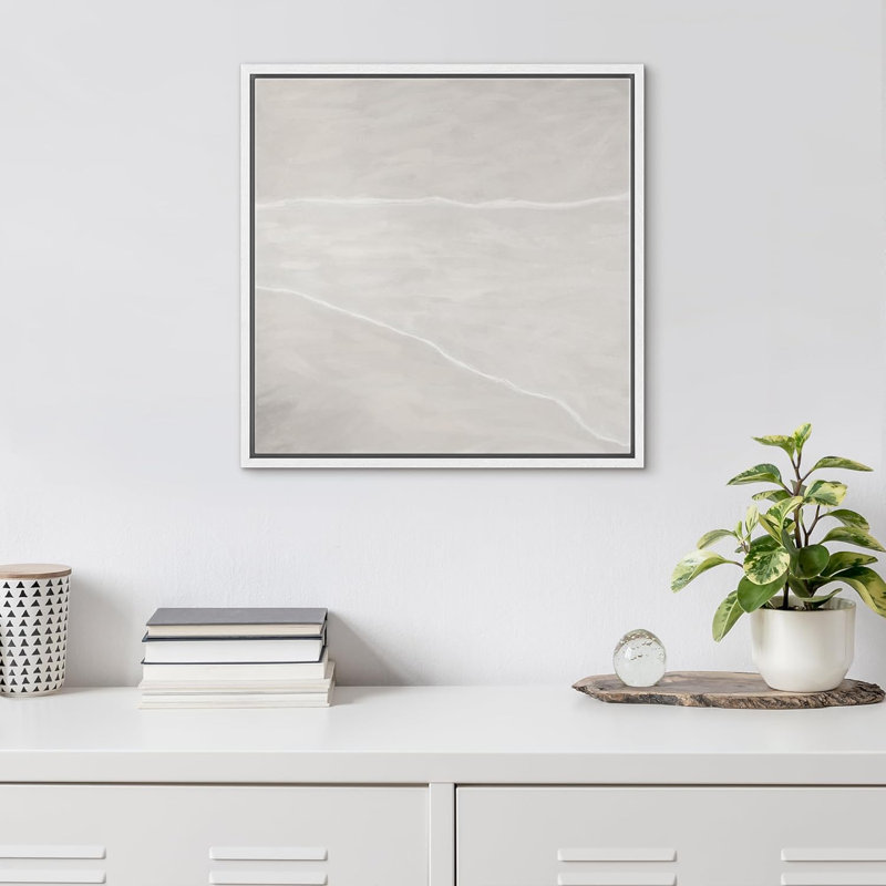 «Geometric Grey White Stripe Color Field», reproduction sur toile flottante, Blanc, H 24 po x l 24 po x P 1,5 po