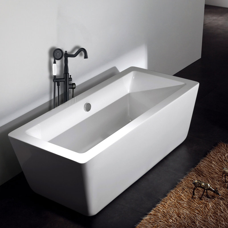 Robinet de baignoire autoportant avec douche à main, finition noire mate