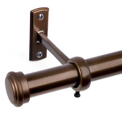 Aresha 1" Dia. Curtain Rods Adjustable Length Single Curtain Rod Black for Ceiling/Wall Mounting