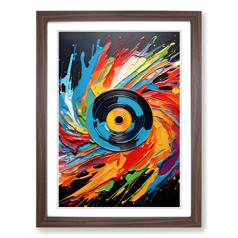 Vinyl Record Abstract - Framed Print, Walnut, 46cm H x 34cm W x 2cm D