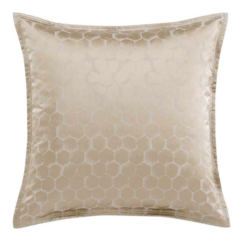 Light Gold Metallic Jacquard Honeycomb Euro Sham 27x27 inch