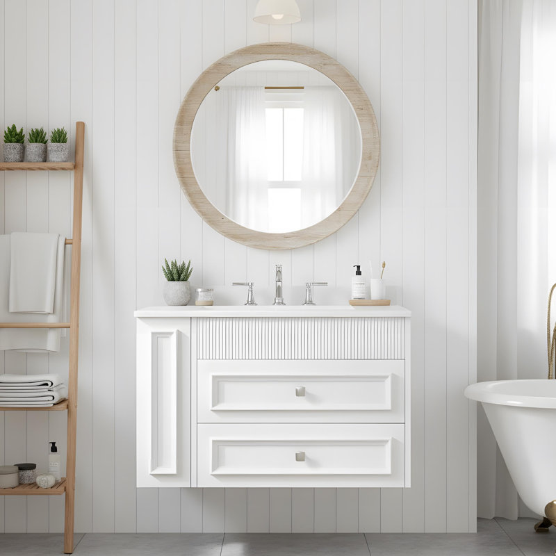 Meuble-lavabo mural, Blanc