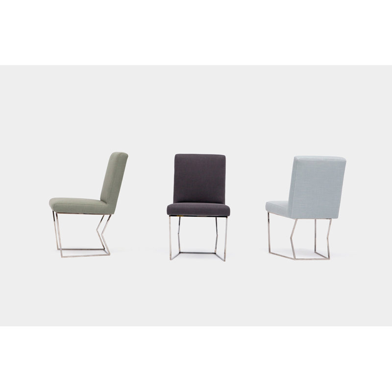 Upholstered Dining Chair, Celadon Velvet, Chrome