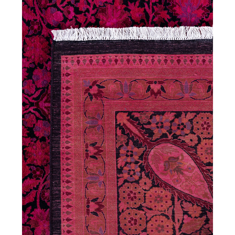 Overdyed Hand-Knotted Wool Modern-Contemporary Pink Area Rug 9' 1" x 11' 10"