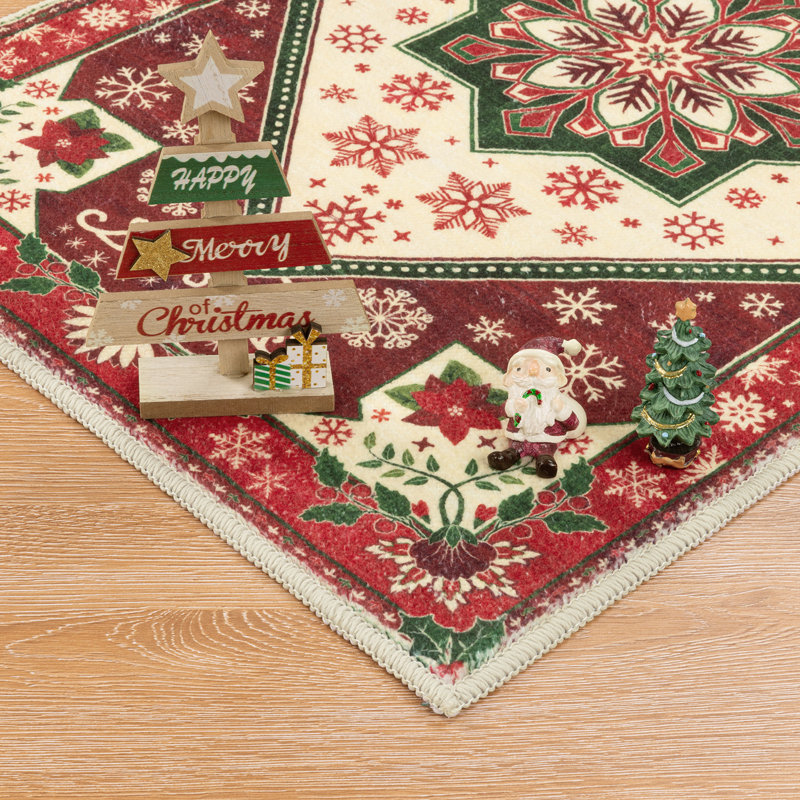 Tapis de couloir de Noël rouge (ensemble de 3)