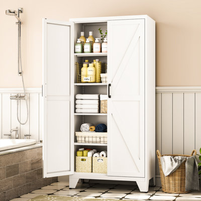 Garde-manger de 75 po de hauteur avec tablettes et portes réglables, huche de cuisine avec rangement à 5 niveaux pour la cuisine et la salle à manger