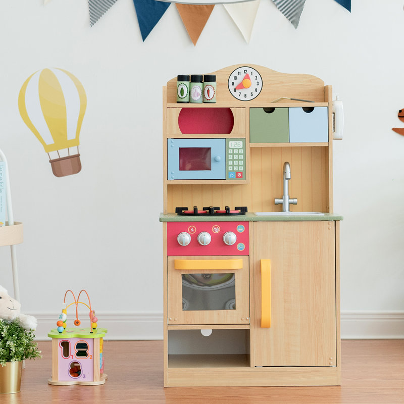 Teamson Kids Little Chef Florence Play Kitchen with Accessories, Multi colour, Brown