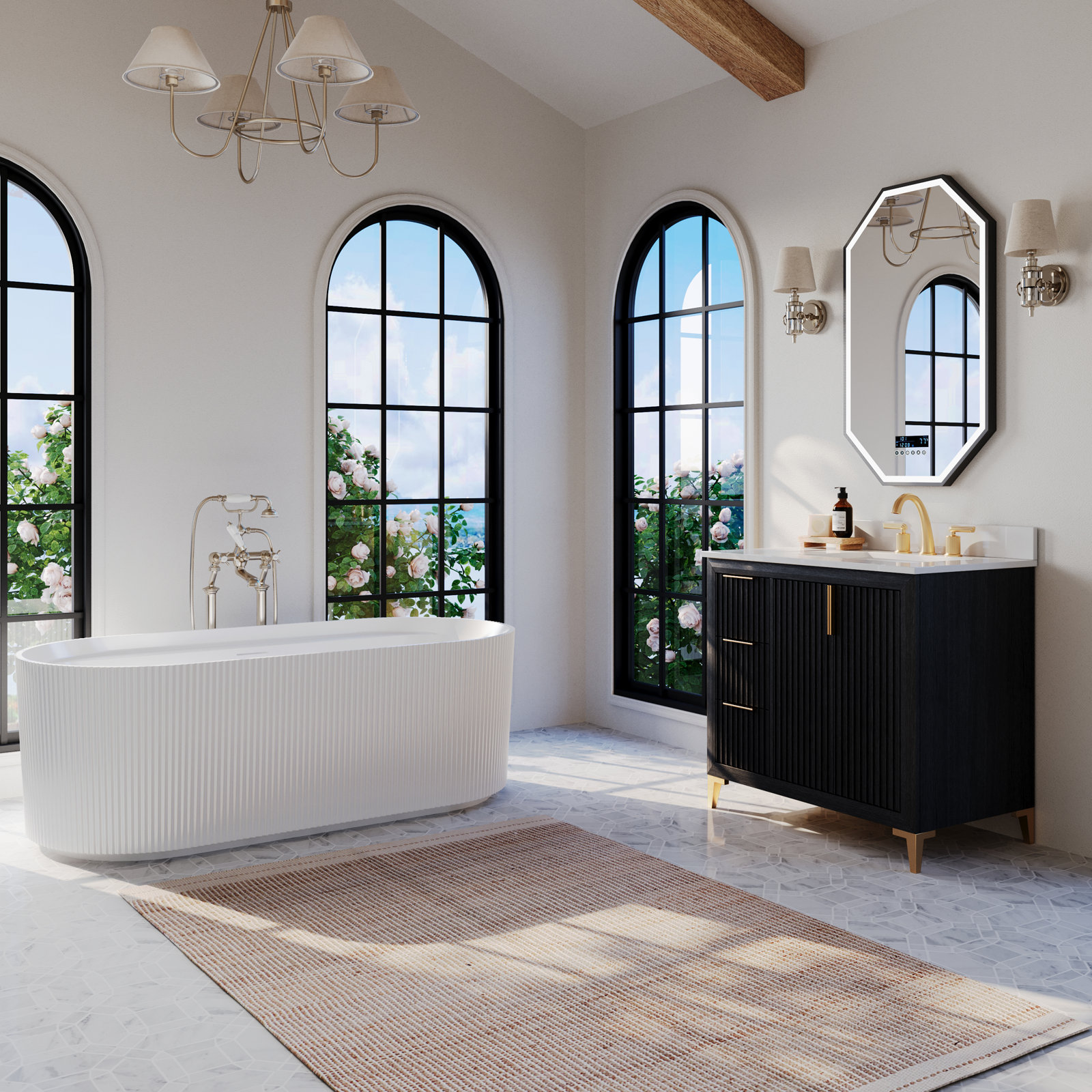 Turlington Oak Single Bathroom Vanity, Black Oak, 36"