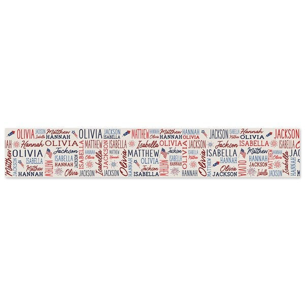 Patriotic Repeating Name Personalized Table Runner, 16" x 120", Yes