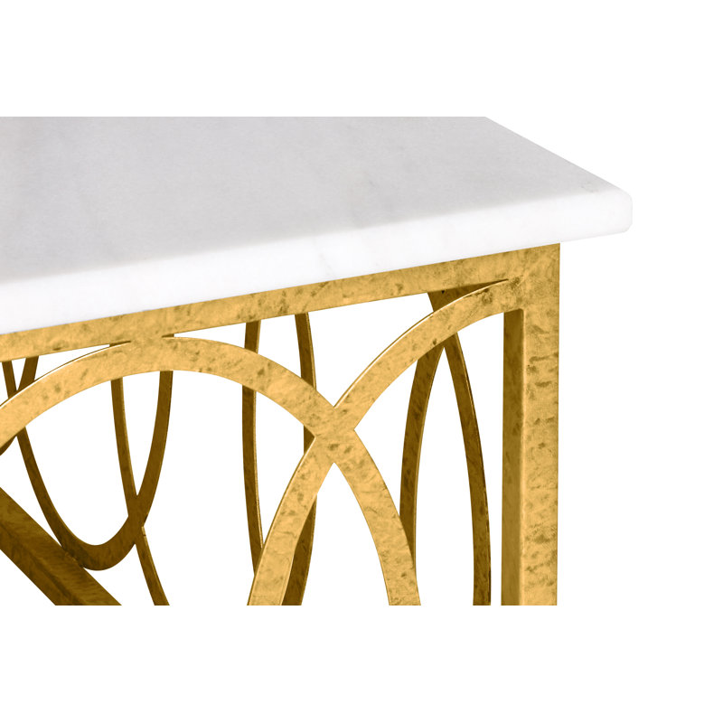 New Orleans Frame Coffee Table, 18.5" H x 40" L x 40" W, Carrera Marble/ Royal Gold