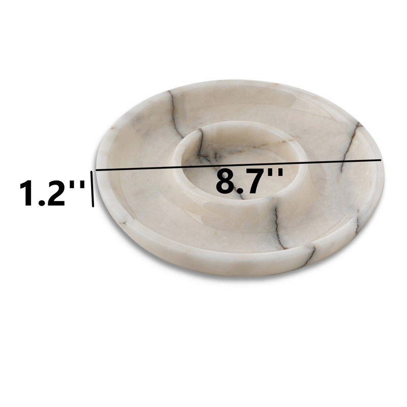 100% Marble Round Bathroom Tray, White