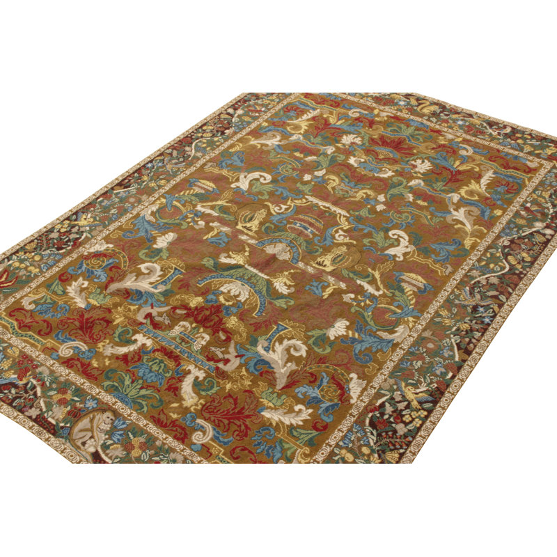 Wool Area Rug in Brown/Yellow/Blue