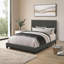 Cadre de lit double rembourré gris anthracite avec garniture cloutée décorative, convient au matelas double standard pour la chambre à coucher