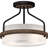 Loon Peak® 4743 Emery 2-Light Indoor Walnut & Black Semi-Flush Mount Ceiling Fixture with Frosted Glass Drum