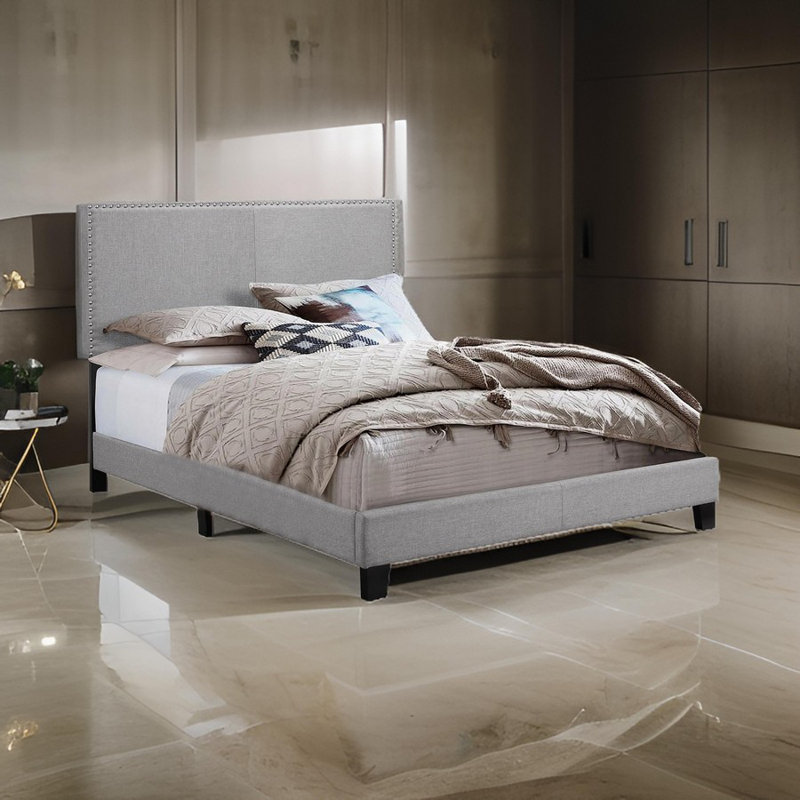 Woodsum Upholstered Platform Bed, Gray, King