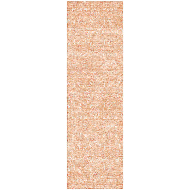 Premium Machine Washable Prisco Peach Rug, Runner 2'3" x 7'6"